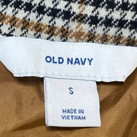 Old Navy Brown Houndstooth Plaid Checkered Long Sleeve Blazer Coat Jacket Size S - Picture 3 of 4